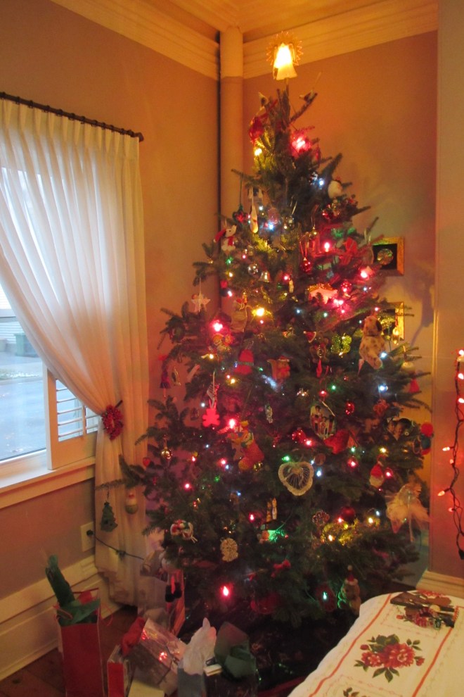 Our tree trimmed with care.